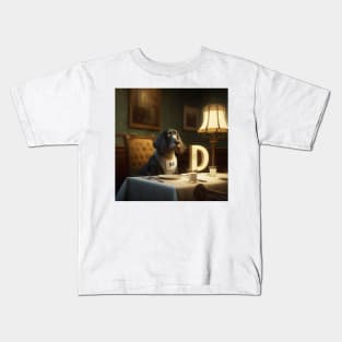 Letter D for Dining Dog from AdventuresOfSela Kids T-Shirt